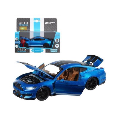 Машина "АВТОПАНОРАМА" Ford Shelby GT350, синий, 1/32, свет, звук, инерция, в/к 17,5*13,5*9 см