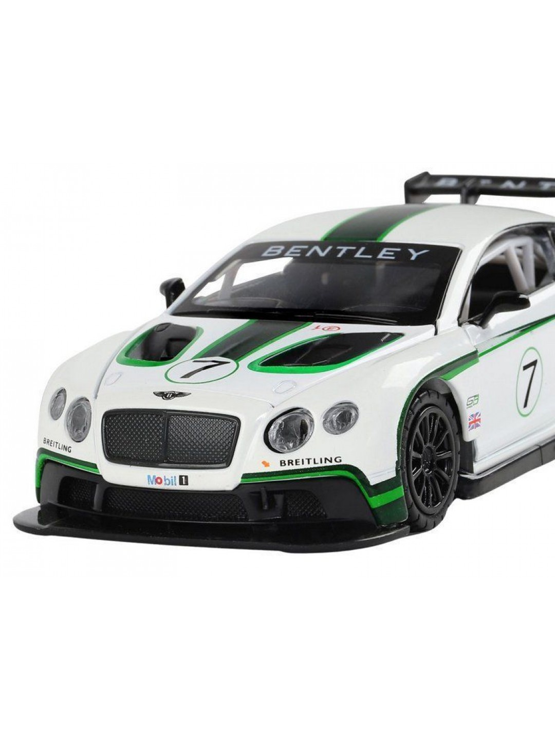 Машина "АВТОПАНОРАМА" Bentley Continental GT3, белый, 1/32, свет, звук, инерция, в/к 17,5*13,5*9 см