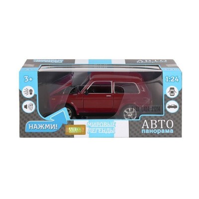 Машина "АВТОПАНОРАМА" ВАЗ 21214, 1/22, бордовый, инерция, в/к 24,5*12,5*10,5 см