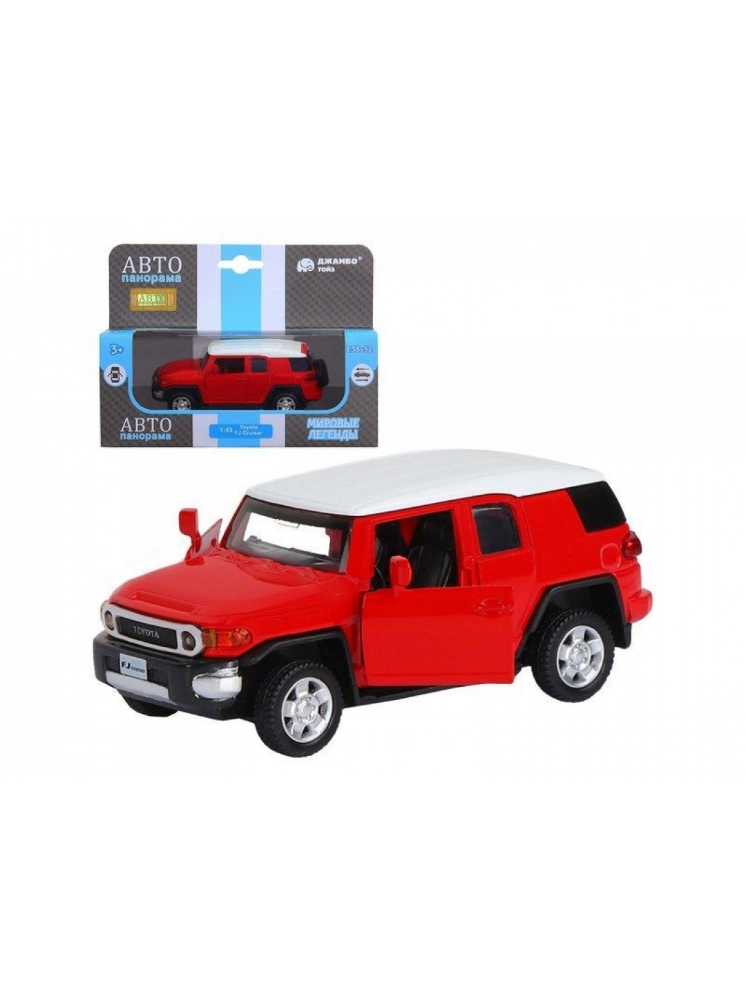 Машина "АВТОПАНОРАМА" Toyota FJ Cruiser, красный, 1/43, инерция, в/к 17,5*12,5*6,5 см
