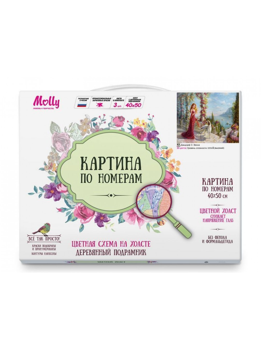 Картина по номерам с цветной схемой 40х50 ДАНДОРФ О. ВЕСНА (30 цветов)