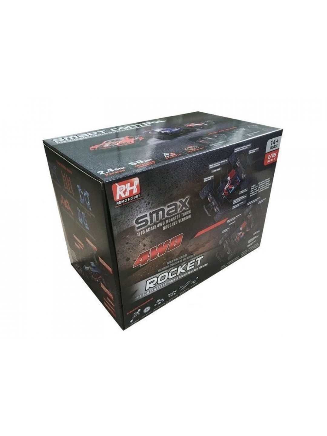 Радиоуправляемый монстр Remo Hobby SMAX Brushless (красный) 4WD 2.4G 1/16 RTR