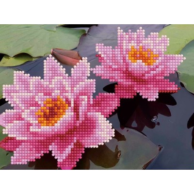 Картина мозаикой 15х20 РОЗОВЫЕ КУВШИНКИ (10 цветов)