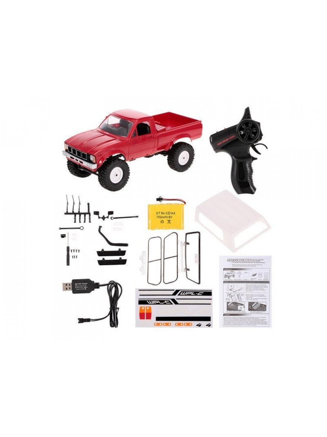 Радиоуправляемая машина WPL пикап Hilux (красная) 4WD 2.4G 1/16 RTR