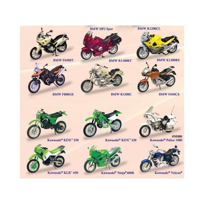Мотоцикл Motormax 1:18 BMW и Kawasaki  в ассортименте 76201 в/к