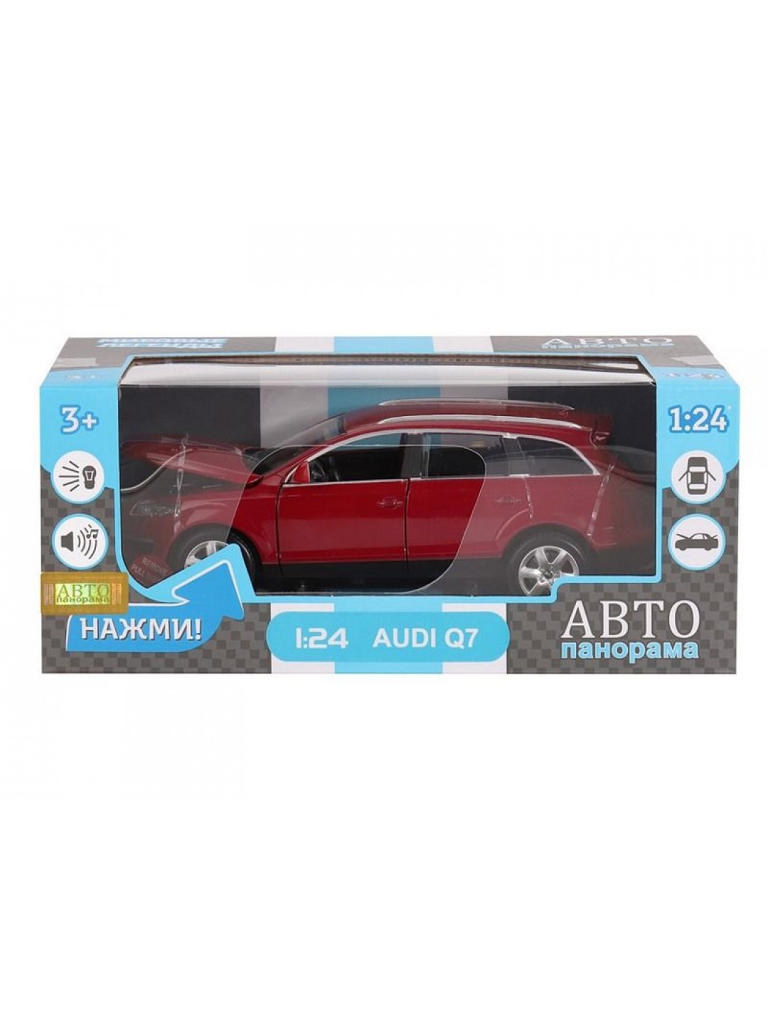 Машина "АВТОПАНОРАМА" Audi Q7, бордовый, 1/24, в/к 24,5*12,5*10,5 см