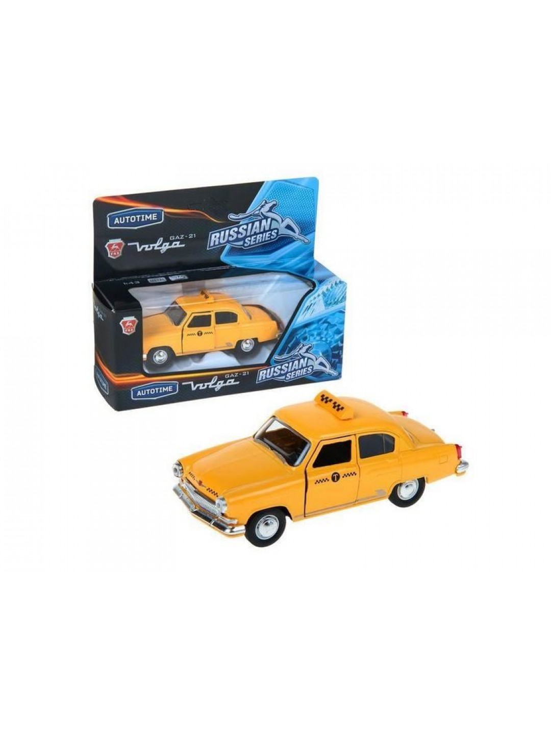 Машина Autotime "ГАЗ-21 "ВОЛГА" желтое такси 1:43