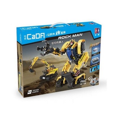 Радиоуправляемый конструктор CADA 2 в 1 экскаватор ROCK MAN (930 деталей)