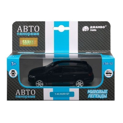 Машина "АВТОПАНОРАМА" Audi Q7, черный, 1/43, инерция, откр. двери, в/к 17,5*12,5*6,5 см