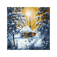 Картина по номерам 30х30 ЗИМНЯЯ ИЗБУШКА (17 цветов) Картина по номерам 30х30 ЗИМНЯЯ ИЗБУШКА (17 цветов)
