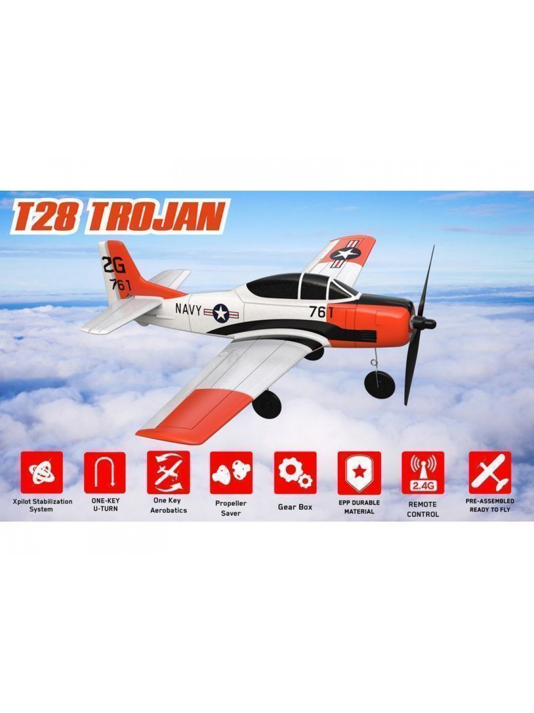 Радиоуправляемый самолет Volantex RC T28 400мм 2.4G 4ch LiPo RTF with Gyro