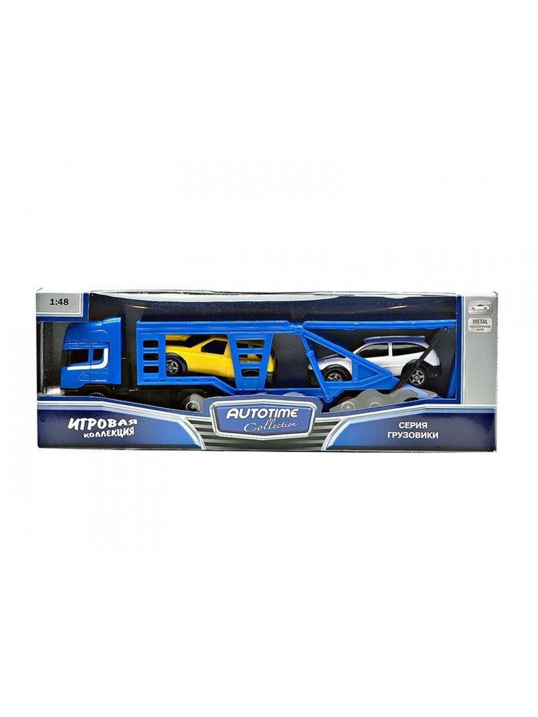 Машина Autotime "SCANIA CAR TRUCK" автовоз с 2-мя Машинками 1:48