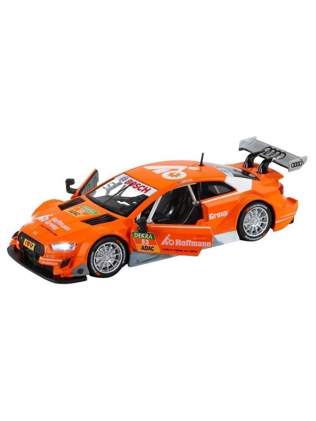 Машина "АВТОПАНОРАМА" Audi RS 5 DTM,оранжевый, 1/32, свет, звук, инерция, в/к 17,5*13,5*9 см