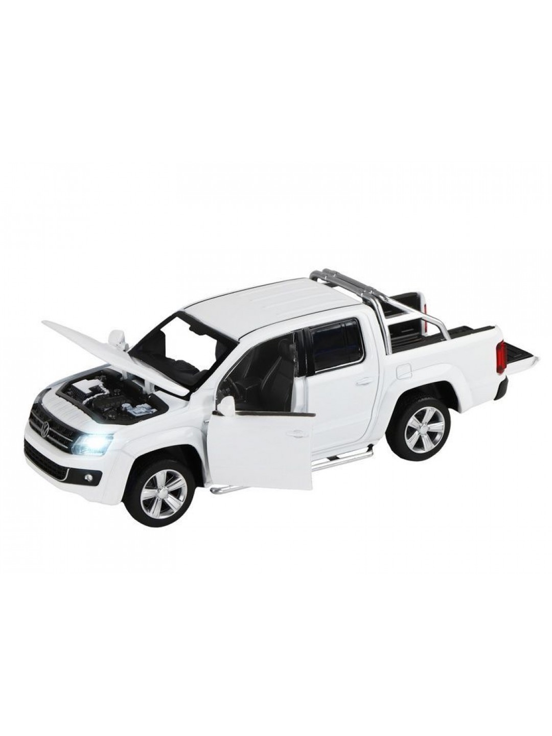 Машина "АВТОПАНОРАМА" Volkswagen Amarok, белый, 1/30, свет, звук, инерция, в/к 20*10*11 см