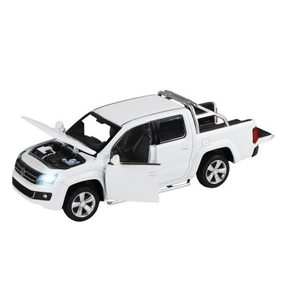 Машина "АВТОПАНОРАМА" Volkswagen Amarok, белый, 1/30, свет, звук, инерция, в/к 20*10*11 см