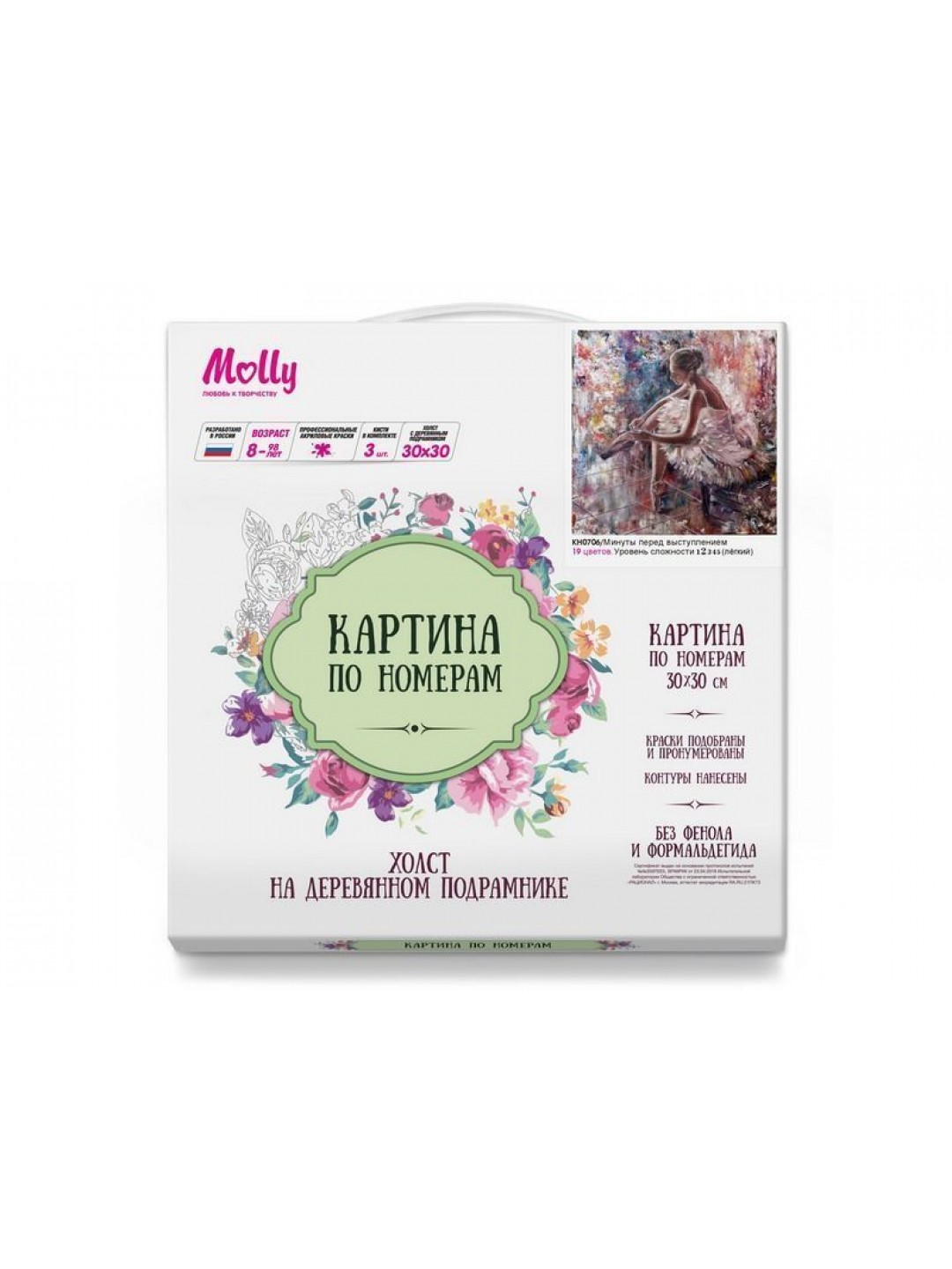 Картина по номерам 30х30 Минуты перед выступлением (19 цветов)