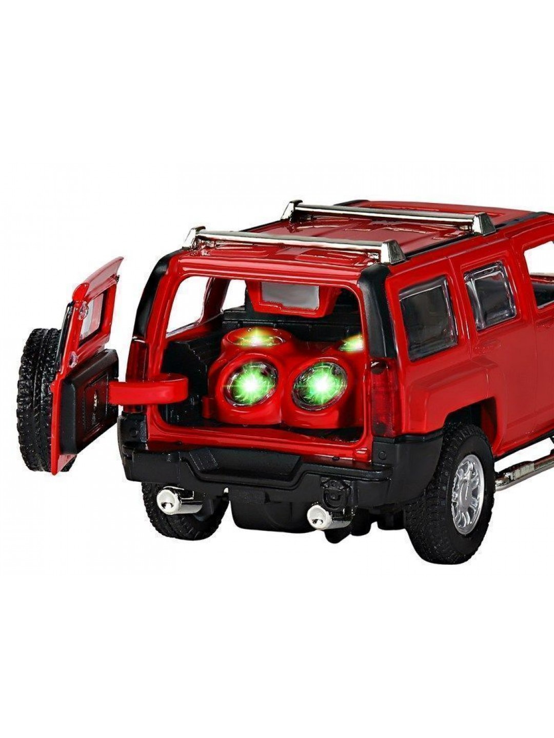Машина "АВТОПАНОРАМА" Hummer H3, красный, 1/32, свет, звук, инерция, в/к 17,5*13,5*9 см