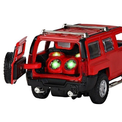 Машина "АВТОПАНОРАМА" Hummer H3, красный, 1/32, свет, звук, инерция, в/к 17,5*13,5*9 см