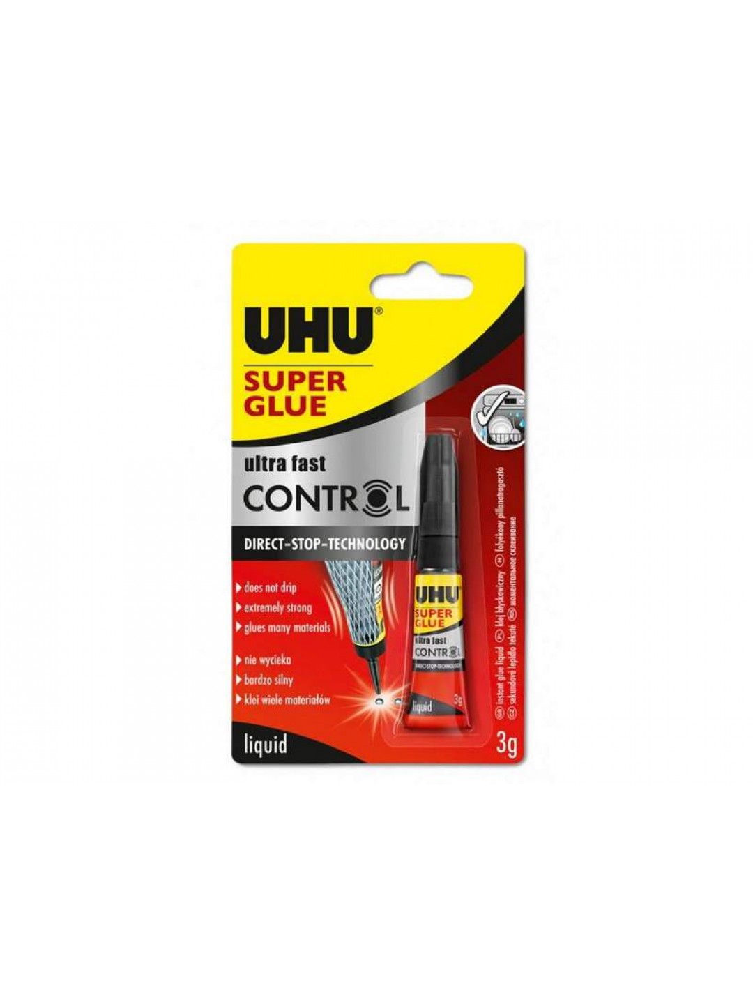 КЛЕЙ УНИВЕРСАЛЬНЫЙ UHU SUPER GLUE CONTROL 3Г БЛИСТЕР
