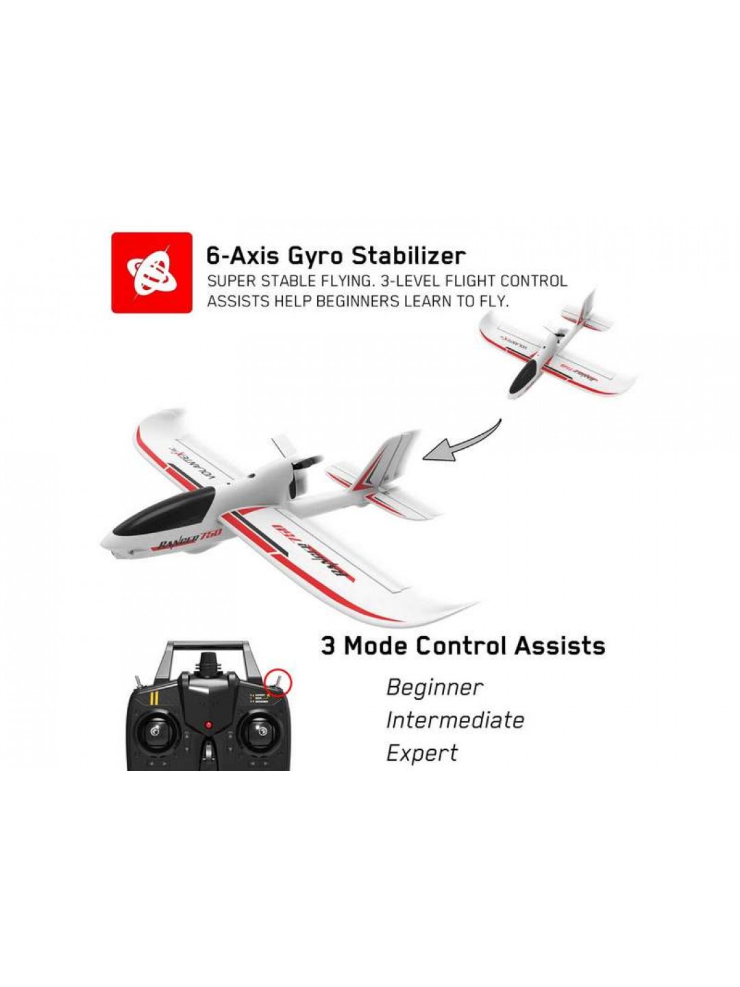 Радиоуправляемый планер Volantex RC Ranger 750мм Brushless 2.4G 4ch LiPo RTF with Gyro GPS
