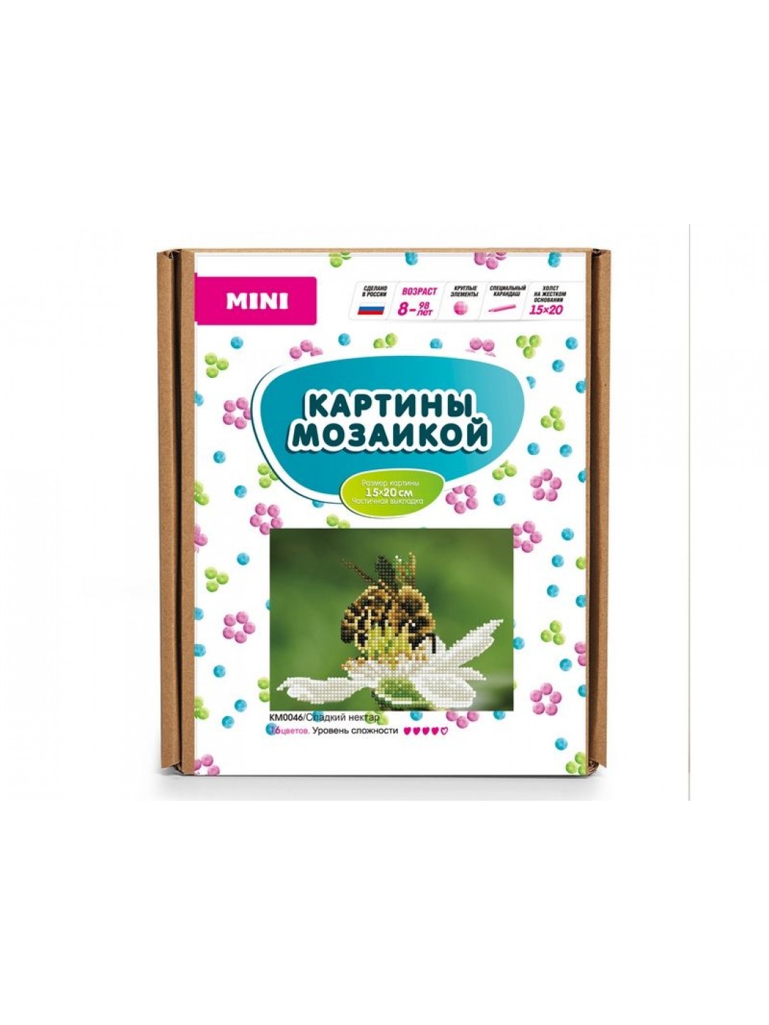 Картина-открытка  мозаикой 15х20 СЛАДКИЙ НЕКТАР (16 цветов)