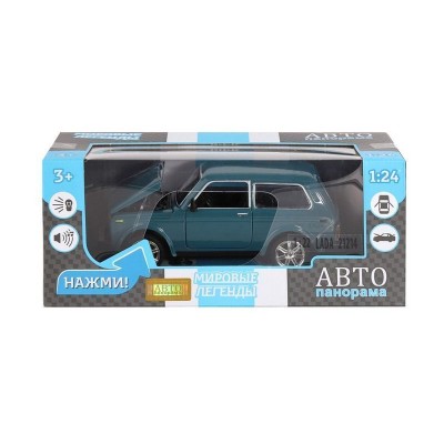 Машина "АВТОПАНОРАМА" ВАЗ 21214, 1/22, синий, инерция, в/к 24,5*12,5*10,5 см