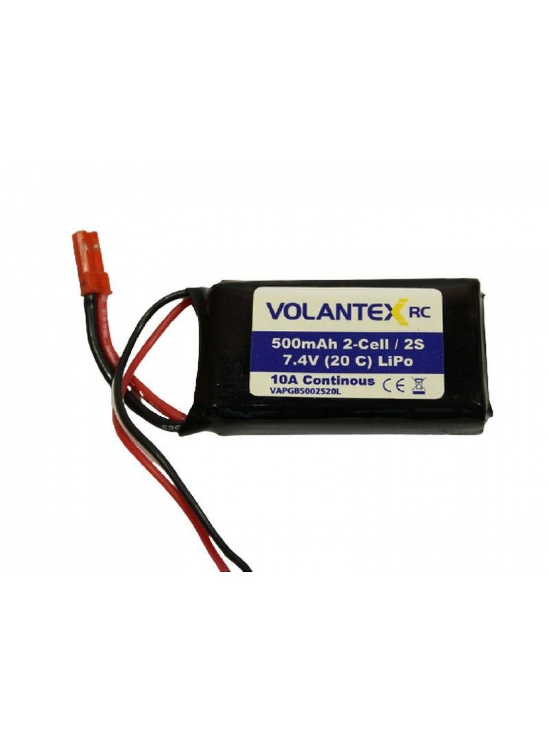 Аккумулятор Li-Po 500mAh, 7,4V JST для самолета Volantex RC Mustang