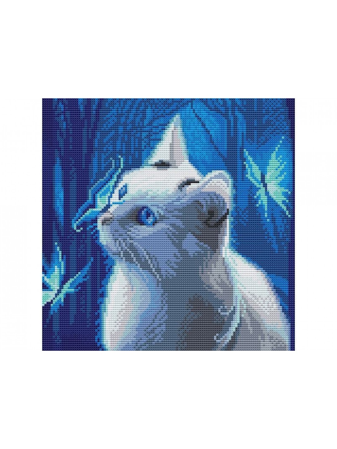 Картина мозаикой 30х30 ГОЛУБОГЛАЗАЯ КОШКА (квадрат) (22 цвета)