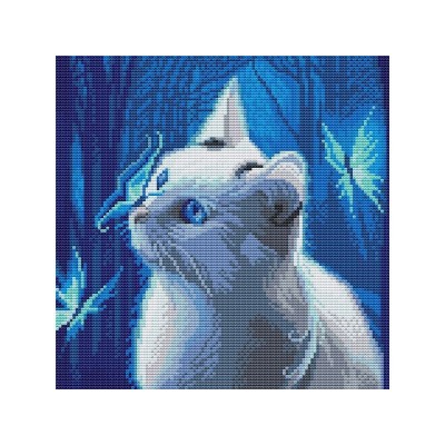 Картина мозаикой 30х30 ГОЛУБОГЛАЗАЯ КОШКА (квадрат) (22 цвета)