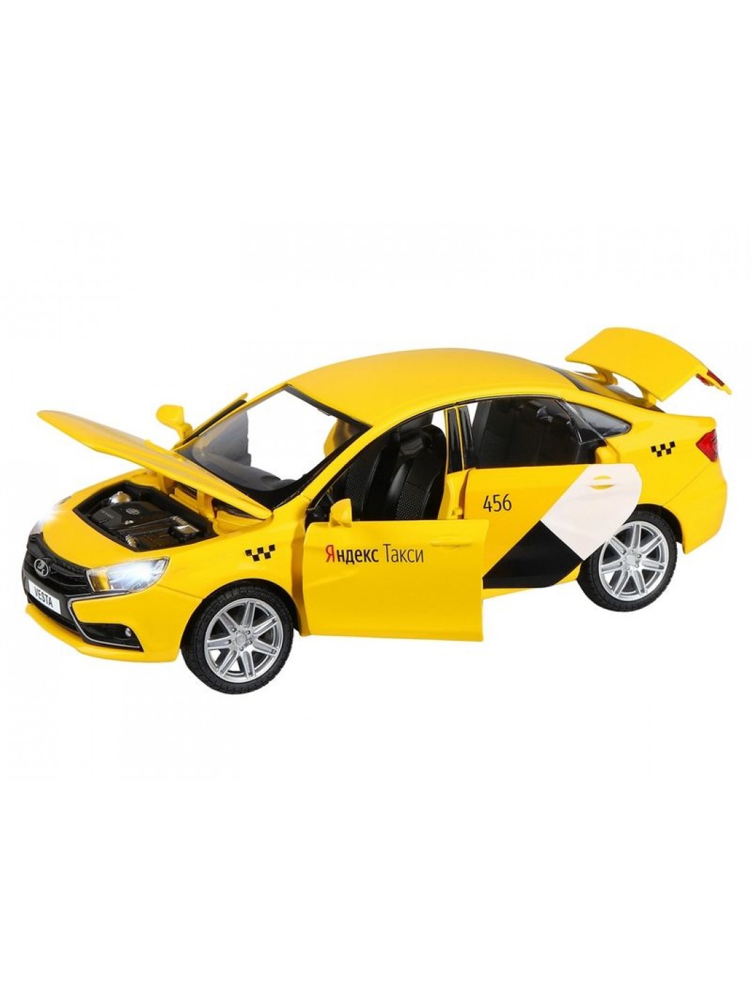 Машина "АВТОПАНОРАМА" Яндекс.Такси  LADA VESTA, желтый, 1/24, в/к 24,5*12,5*10,5 см