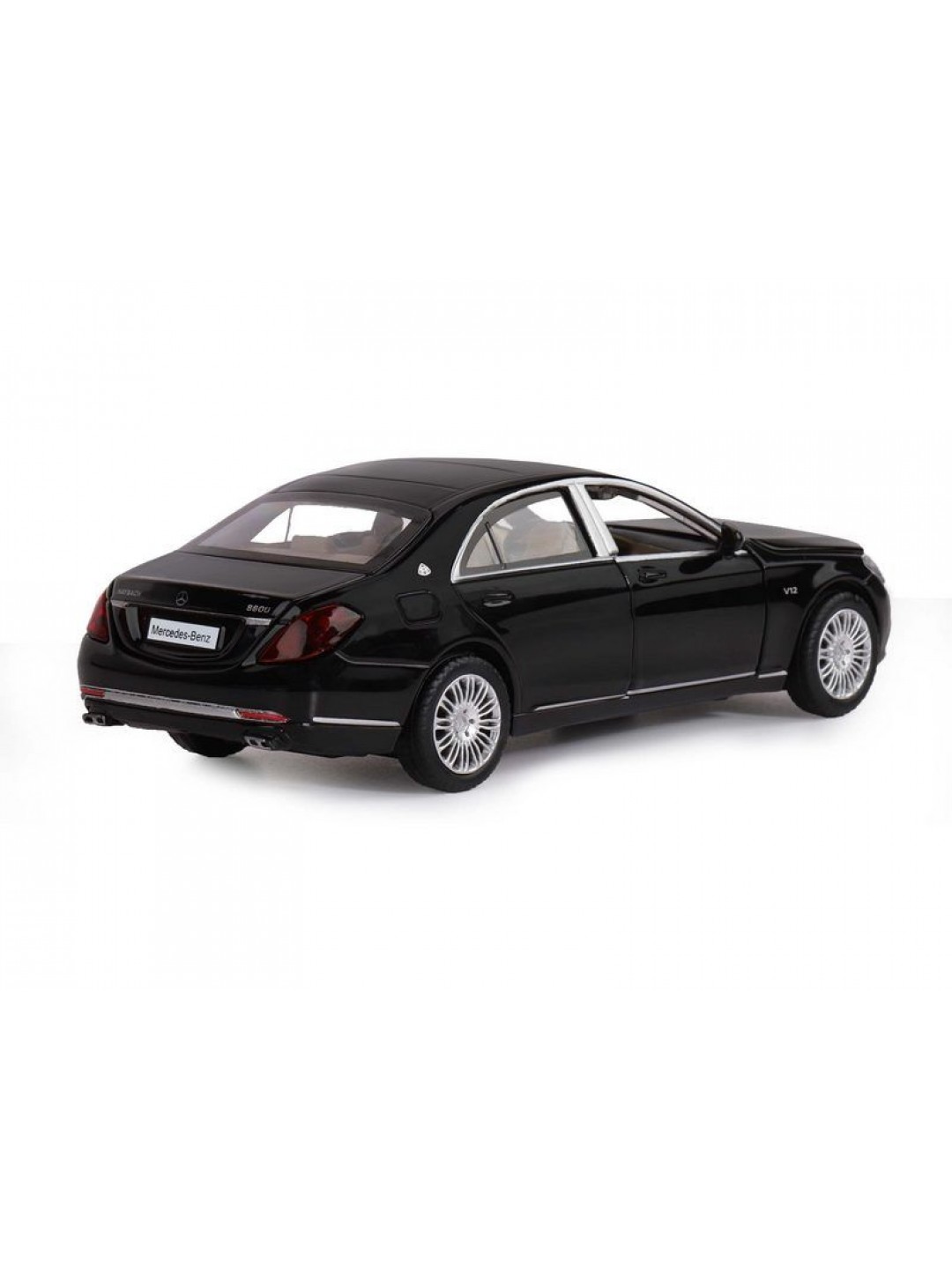 Машина "АВТОПАНОРАМА" Mercedes-Benz S600, черный, 1/32, свет, звук, инерция, в/к 17,5*13,5*9 см