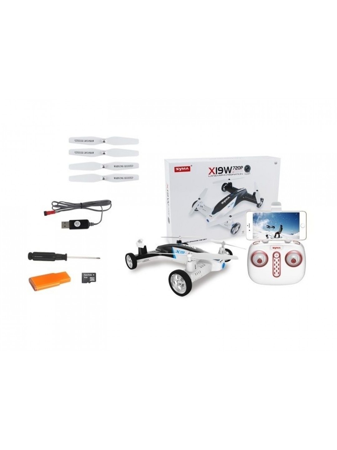 Р/У квадрокоптер Syma X19W Летающая машина с FPV трансляцией Wi-Fi 6-AXIS 2.4G RTF
