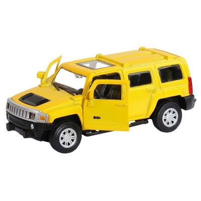 Машина "АВТОПАНОРАМА" Hummer H3, желтый, 1/43, инерция, в/к 17,5*12,5*6,5 см