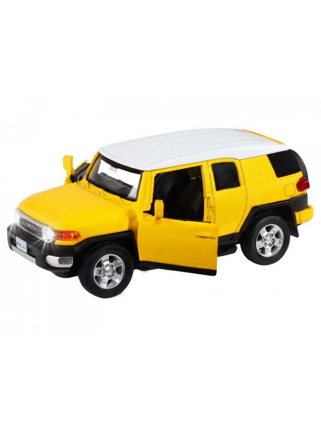 Машина "АВТОПАНОРАМА" Toyota FJ Cruiser,желтый, 1/32, свет, звук, инерция, в/к 17,5*13,5*9 см