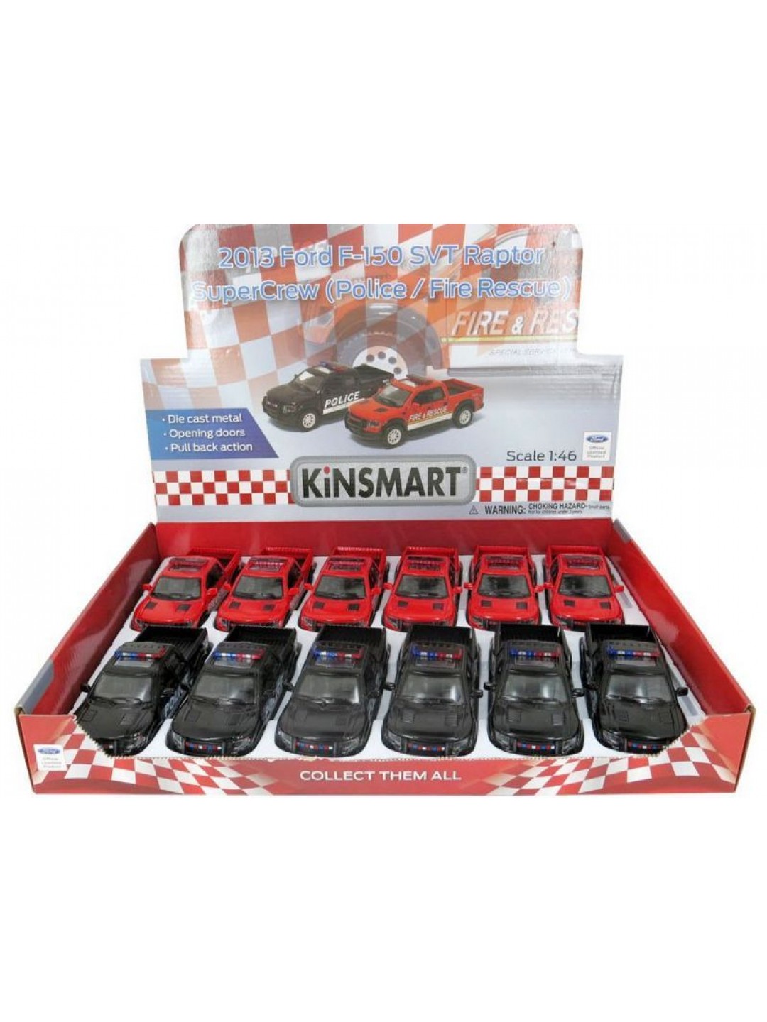 Машина Kinsmart 1:40 Ford F-150 Police Fire Rescue в асс. инерция (1/12шт.) б/к