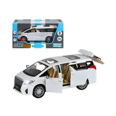 Машина "АВТОПАНОРАМА" Toyota Alphard, белый, 1/29, свет, звук, инерция, в/к 20*10*11 см