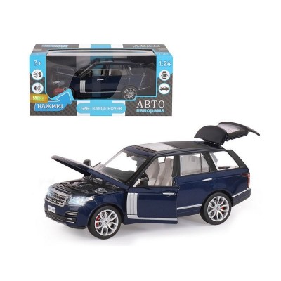 Машина "АВТОПАНОРАМА" Range Rover, синий металлик, 1/26, свет, звук, в/к 24,5*12,5*10,5 см