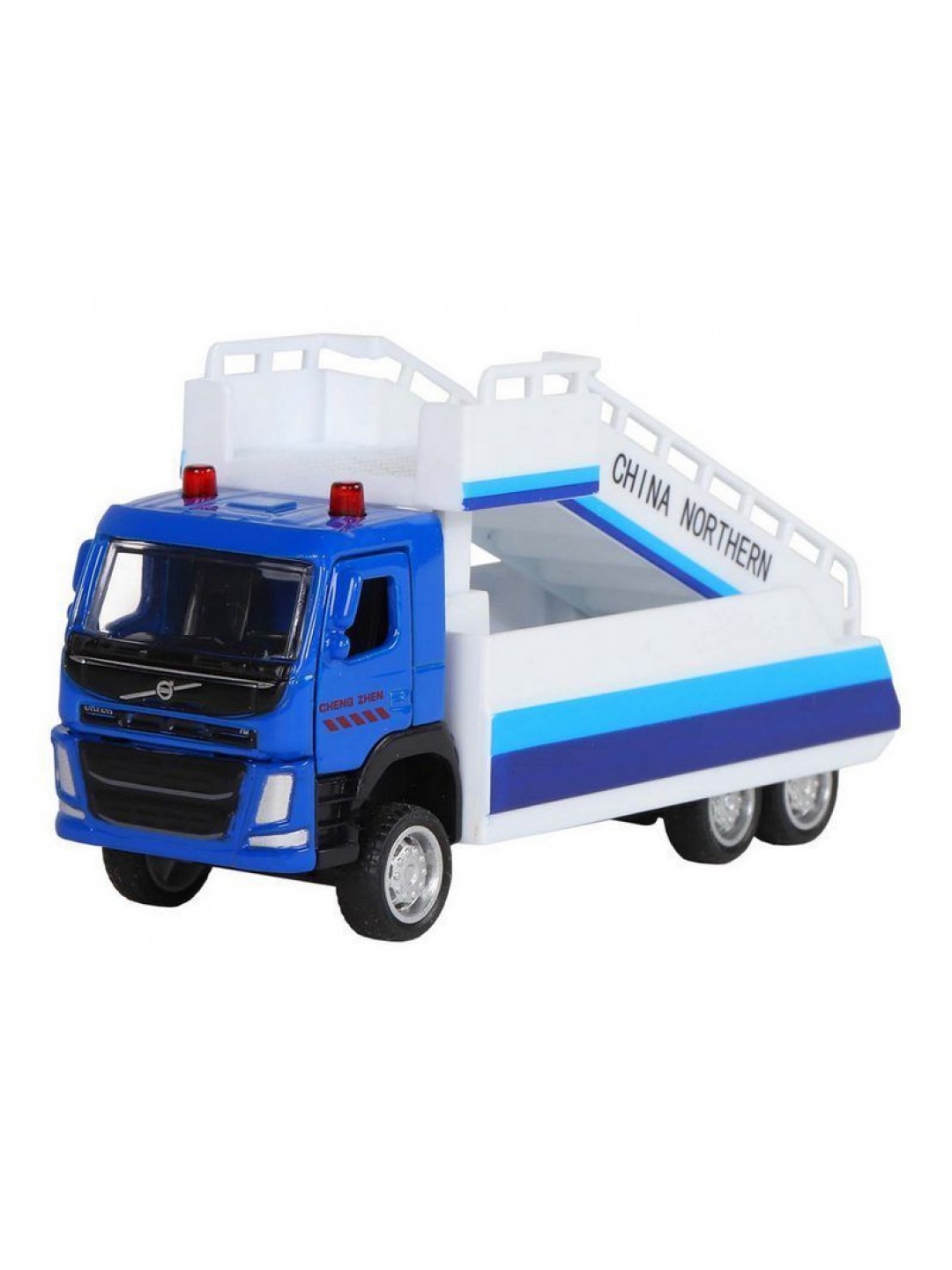 Машина "АВТОПАНОРАМА" VOLVO FM "Пассажирский трап", синий, 1/72, инерция, в/к 17,5*13*6,5 см