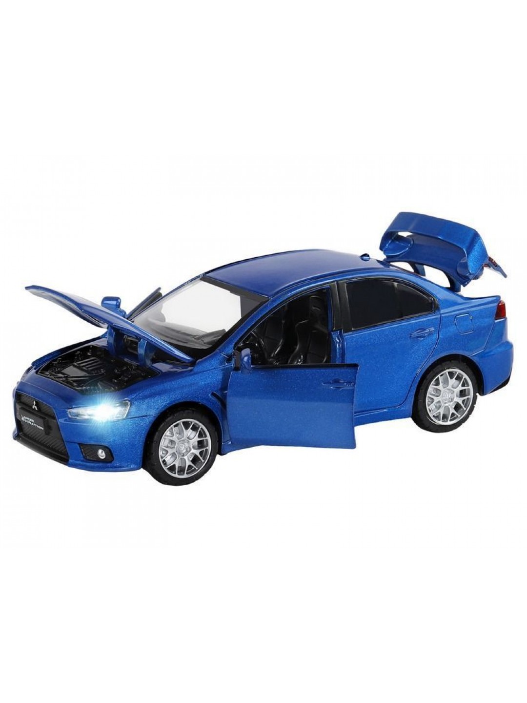 Машина "АВТОПАНОРАМА" Mitsubishi Lancer Evolution, синий, 1/32, свет, звук, в/к 17,5*12,5*6,5 см