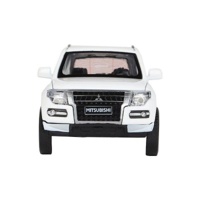 Машина "АВТОПАНОРАМА" Mitsubishi Pajero 4WD Tubro, белый, 1/33, свет, звук, в/к 17,5*13,5*9 см