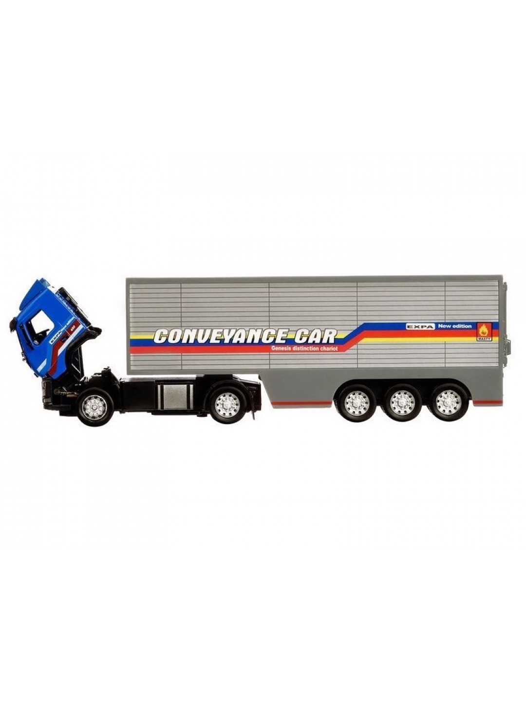 Машина "АВТОПАНОРАМА" Volvo, синий, 1/50, свет, звук, в/к 28*14*10 см
