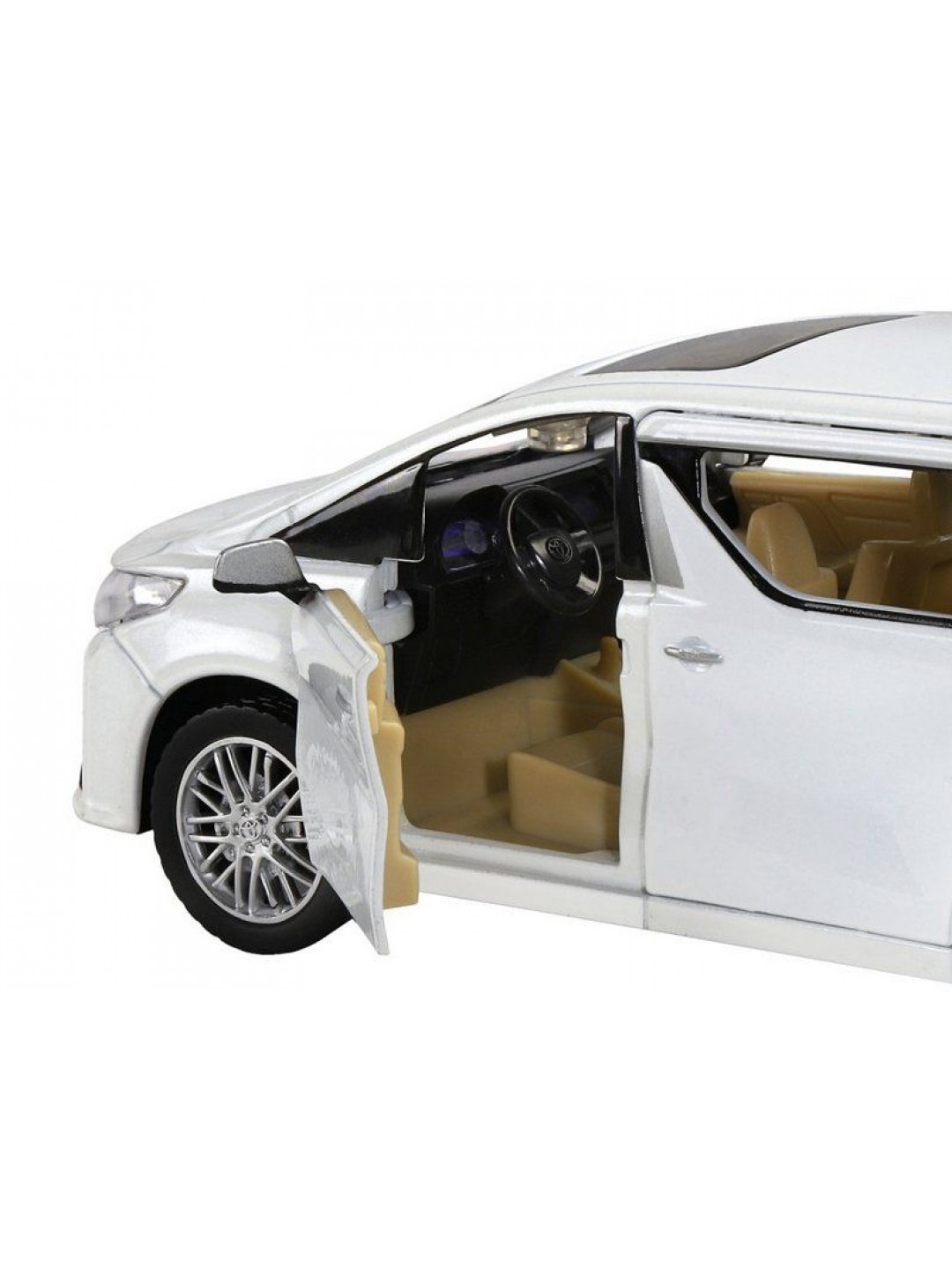 Машина "АВТОПАНОРАМА" Toyota Alphard, белый, 1/29, свет, звук, инерция, в/к 20*10*11 см