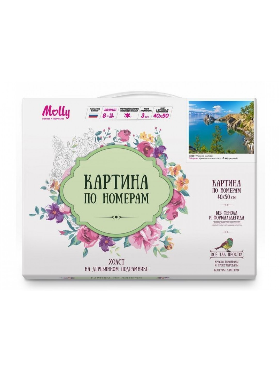 Картина по номерам 40х50 ОЗЕРО БАЙКАЛ (24 цвета)
