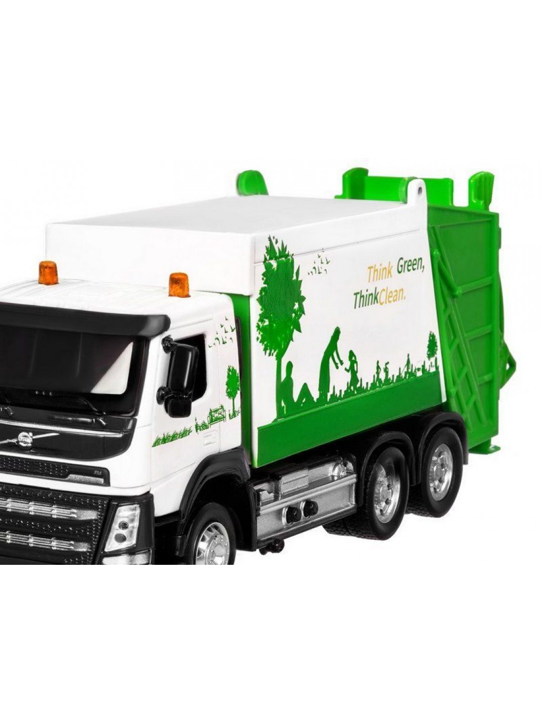 Машина "АВТОПАНОРАМА" Volvo мусоровоз, белый, 1/50, свет, звук, в/к 28*14*10 см
