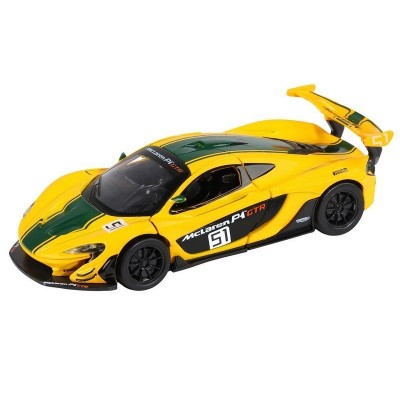 Машина "АВТОПАНОРАМА" Mclaren P1™ GTR, желтый, 1/32, свет, звук, инерция, в/к 17,5*12,5*6,5 см