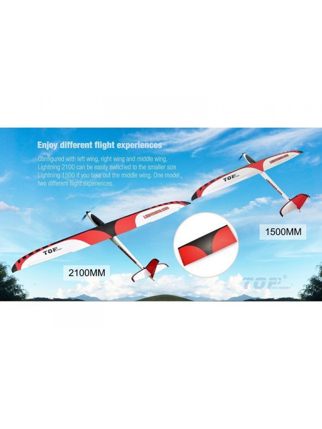 Радиоуправляемый планер Top RC Lightning 2100 (Propeller Power System) 2100мм 2.4G 4-ch LiPo RTF