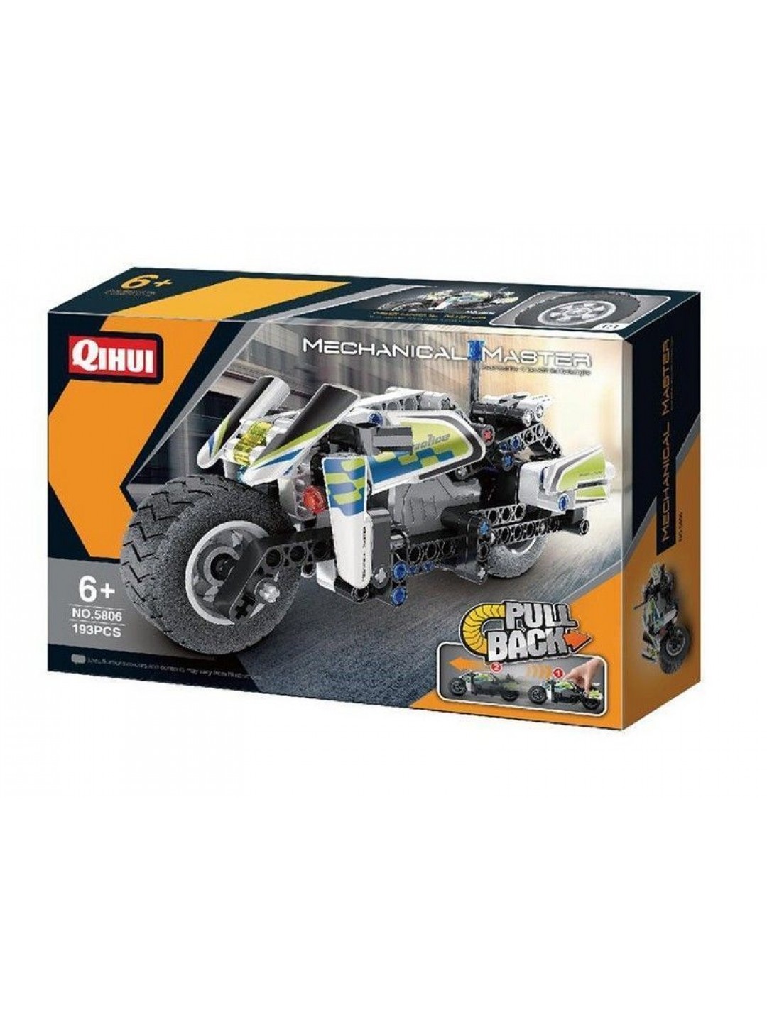 Конструктор Qihui Mechanical Master Полицейский мотоцикл совместим с QH5805, инерц. (193 детали)