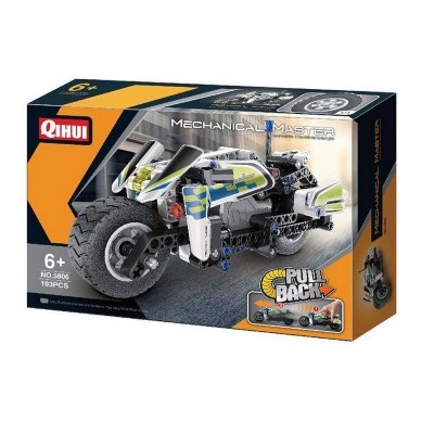 Конструктор Qihui Mechanical Master Полицейский мотоцикл совместим с QH5805, инерц. (193 детали)