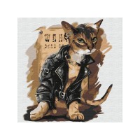 Картина по номерам 30х30 КОТ БАЙКЕР (15 цветов) Картина по номерам 30х30 КОТ БАЙКЕР (15 цветов)
