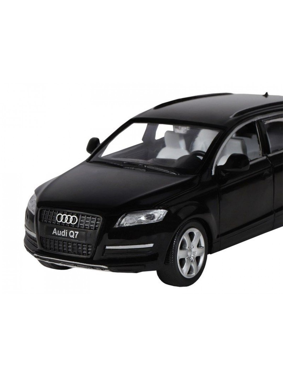 Машина "АВТОПАНОРАМА" Audi Q7, черный, 1/32, свет, звук, инерция, в/к 17,5*13,5*9 см